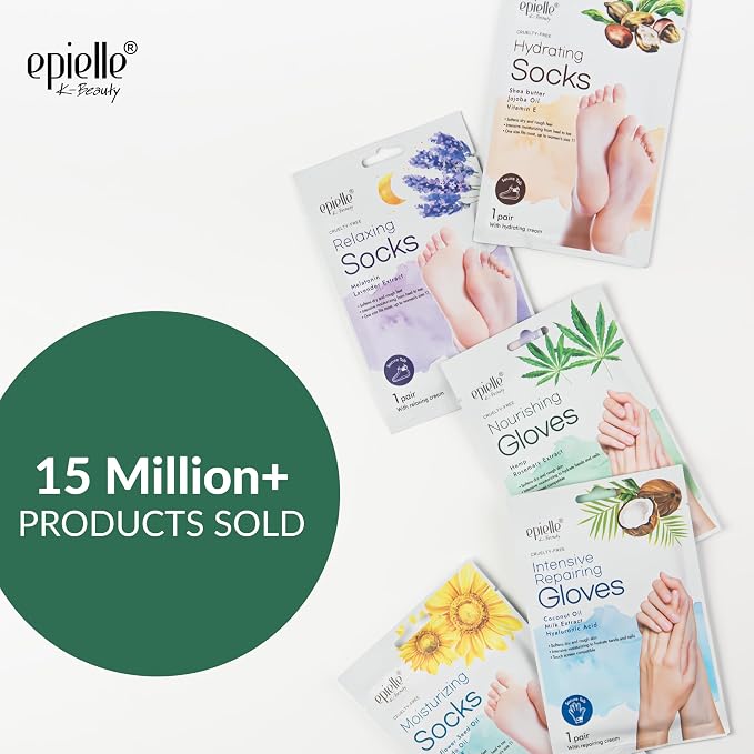 Epielle Relaxing & Nourishing Hand & Foot Masks, Soften Dry, Overworked Skin - Image 2