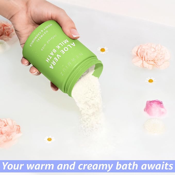 Creamy Oats Milk Bath Soak Hydrate Moisturize Soften Skin Aloe Vera Honey - Image 6