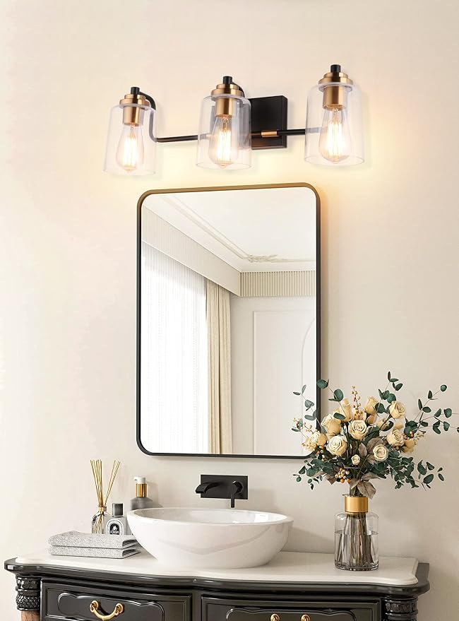 SOLFART Bathroom Light Fixtures 3-Light Vintage Bathroom Vanity Light Over - Image 3