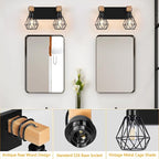 FadimiKoo 2-Light Rustic Style Wood Bathroom Wall Sconce, Farmhouse Vanity - Image 4