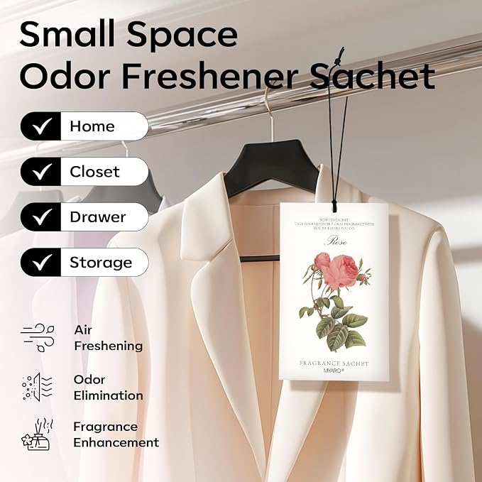 MYARO 12 Pcs Rose Scented Sachets Long Lasting Room Air Freshener Odor - Image 2