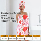 Strawberry Print Bath Wrap and Hair Drying Towel Set – Microfiber Quick Dry - Image 3