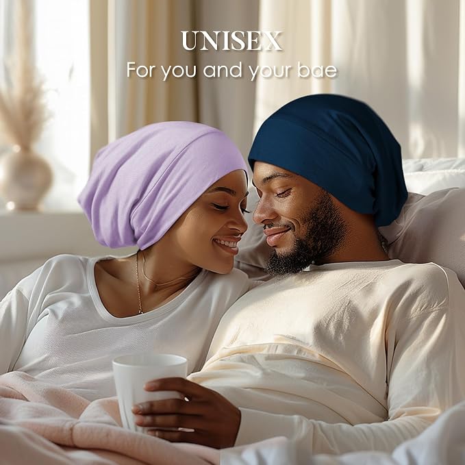 LULUSILK Mulberry Silk Lined Sleep Cap, No More Frizzy Tangled Hair, Stay On - Image 6
