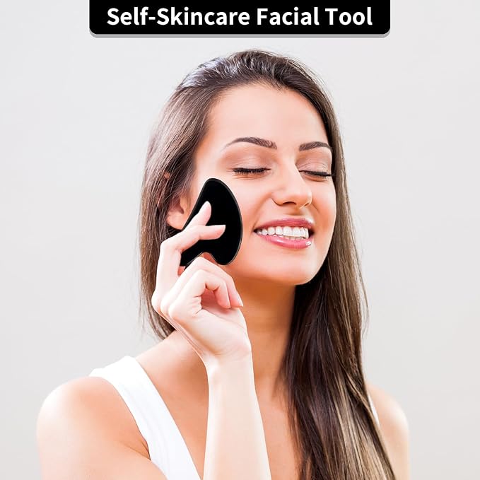 Gua Sha Facial Tools, Natural Obsidian Guasha Tool - Image 7