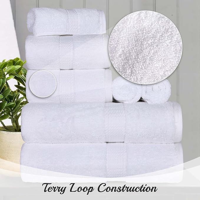 SUPERIOR Egyptian Cotton Pile 8 Piece Towel Set, Includes 2 Bath, 2 Hand - Image 10