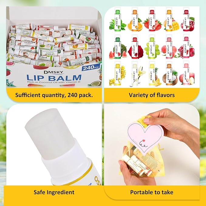 DMSKY Lip Balm 240 Pack, Natural Lip Balm Bulk - Image 5
