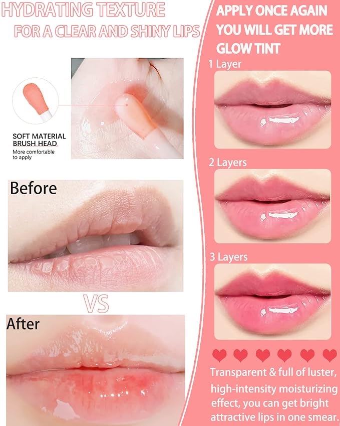 Hydrating Plumping Lip Glow Oil, Tinted Lip Gloss, Transparent Toot Lip Oil - Image 5