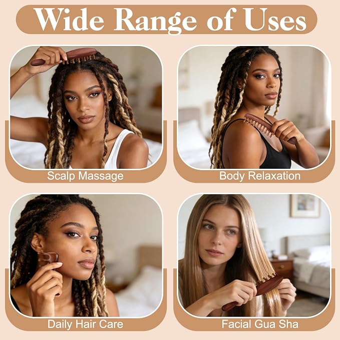ProSuites 3 Pack Wooden Scalp Massager Tool, Long Handle Head Massage Scalp Loc - Image 7