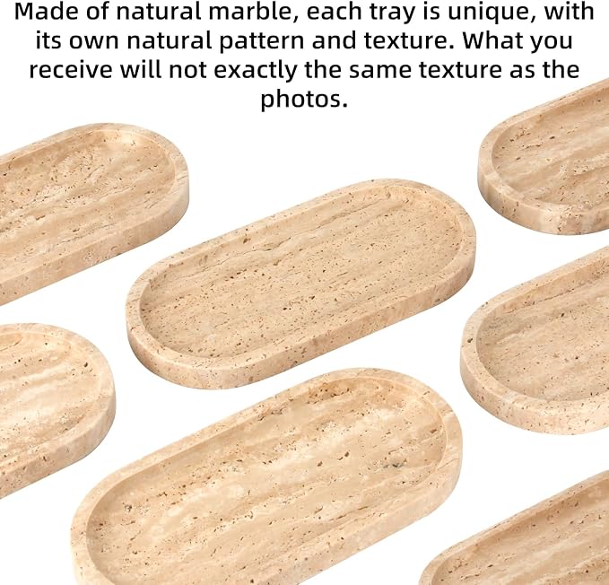 Natural Marble Tray Oval, Bathroom Vanity Tray - Image 4