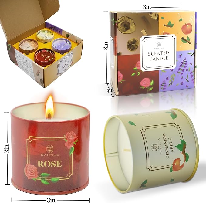 Mothers Day Gifts, Scented Candles, 4 Pack Long Lasting Soy Wax Candles Gift - Image 3