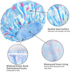 4 PCS Shower Cap for Women, Elastic and Reusable Bath Caps, Double Layers - Image 5