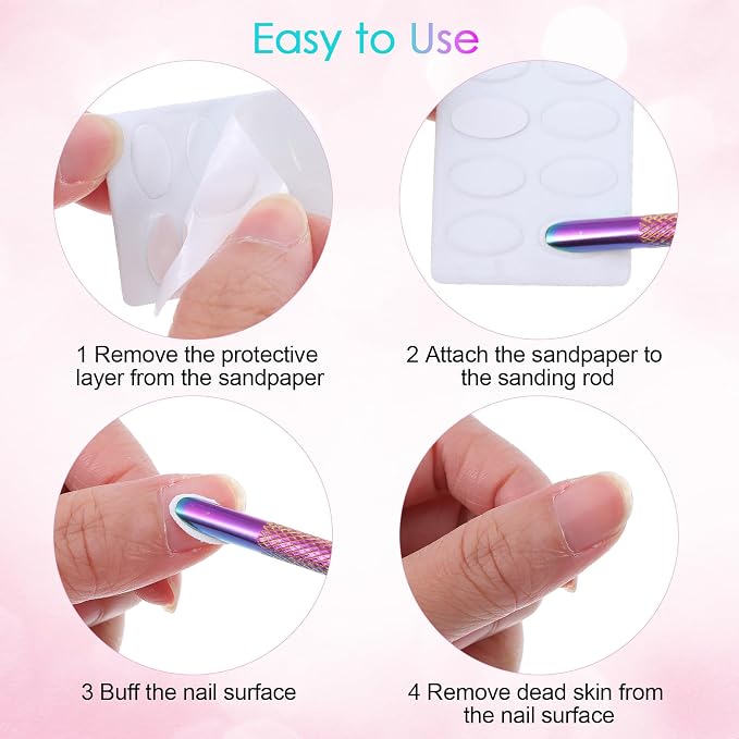 Dual Ended Nail Cuticle Pusher, 100/180 Grit Sandpaper Sheets Cuticle File - Image 6