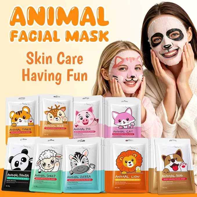 9 Packs Animal Character Facial Masks, Deep Hyrating Spa Masks - Image 4