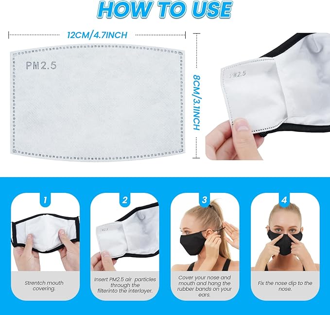 3-Ply Cloth Face Mask 6 Pack, Reusable and Breathable Face Covering - Image 2