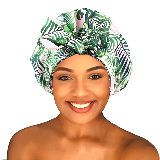 Shower Cap for Women Reusable Waterproof Bath Cap for Long Hair Cap for Shower by senthair