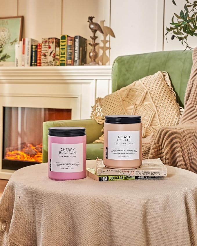 M&SENSE Large Cherry Blossom Scented Candle, 19.4oz Natural Soy Wax, 110-Hour - Image 8