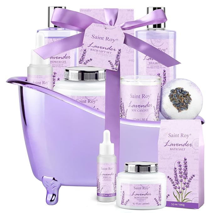 Mothers Day Gifts for Women, Lavender Bath and Body Gift Basket, Spa Kit for by SaintRoy
