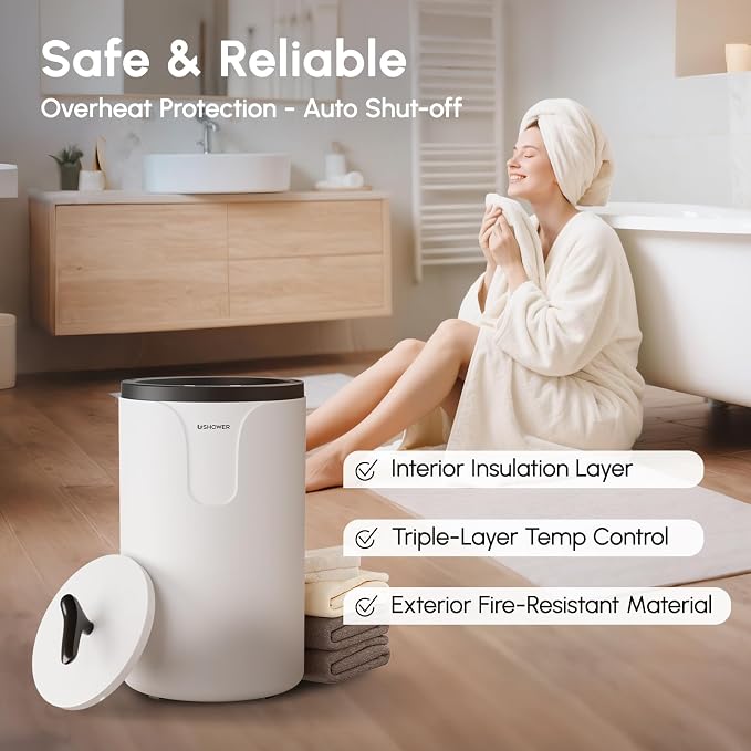USHOWER Towel Warmers for Bathroom, 20L Large Towel Warmer Bucket for Spa & - Image 6