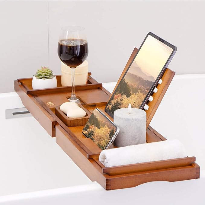 XcE Bamboo Bathtub Caddy Tray - Image 6