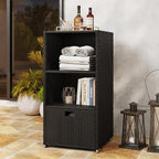 Outdoor Pool Towel Rack Cabinet, Rattan Wicker Pool Storage Bins Storage - Image 2