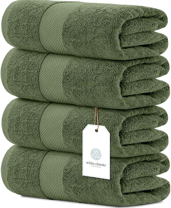 White Classic Luxury 4-Piece Large Bathroom Towel Set by WhiteClassic
