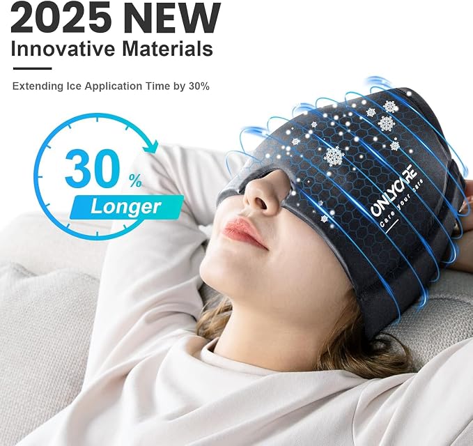 ONLYCARE Migraine Relief Cap, Soothing Migraine Mask, Upgraded Odorless Gel Ice - Image 2