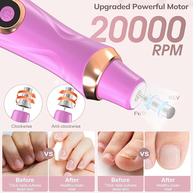 Professional Manicure Pedicure Kit Cordless Electric Nail File Set 6 Speed - Image 2