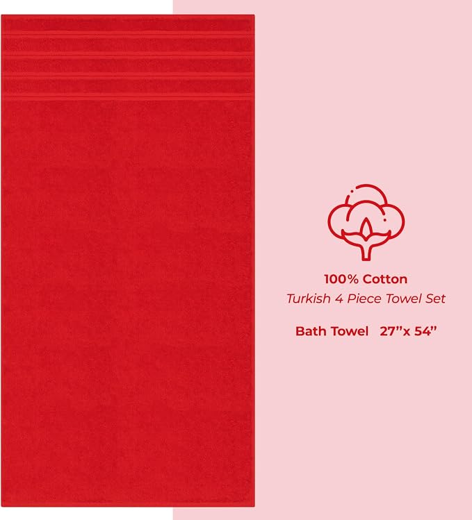 American Soft Linen Luxury 4 Piece Bath Towel Set, 600 GSM 100% Cotton Turkish - Image 4