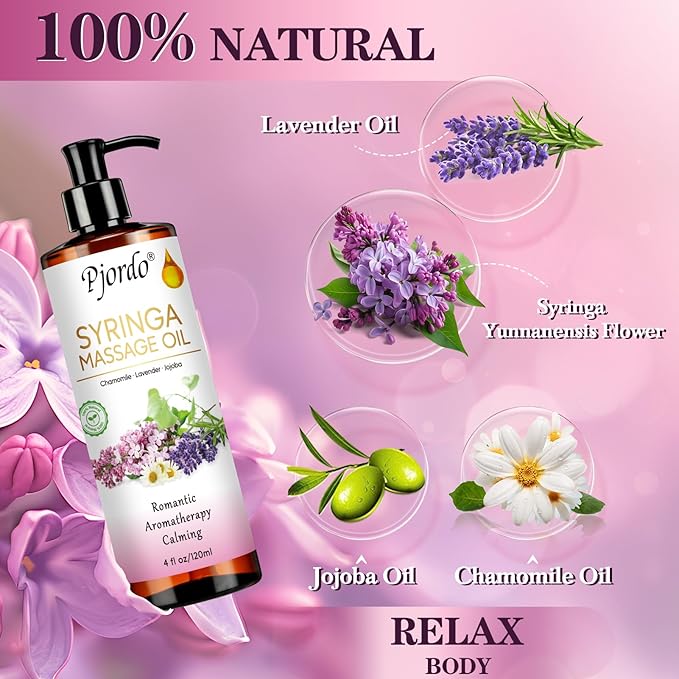 Pjordo 2 Pack Massage Oil for Massage Therapy, Lilac Oil, Lavender Massage Oil - Image 3