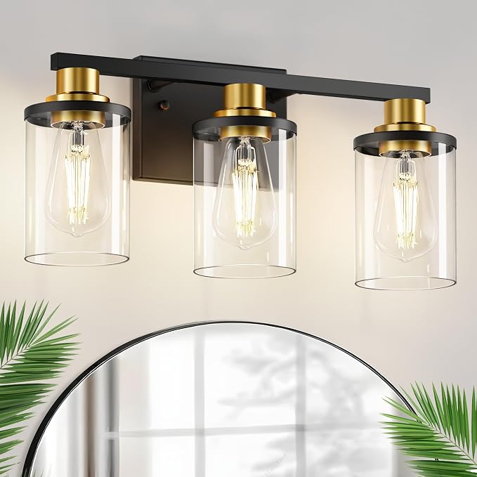 L LOHAS LED 3-Light Black and Gold Bathroom Light Fixtures, 20 Inch Modern by LLOHASLED