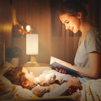 Small Bedside Table Lamp for Bedroom, Natural Round Wood Base&Fabric Linen Shade - Image 3