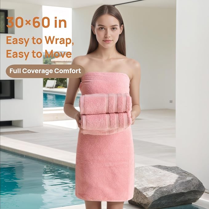 Bath Towels 4 Pack, 30 x 60 Inches, Large 100% Cotton Towels, Comfortable - Image 5
