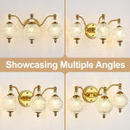 Vintage Bathroom Vanity Light, 3-Light Mid Century Matte Brass Finish Wall - Image 4