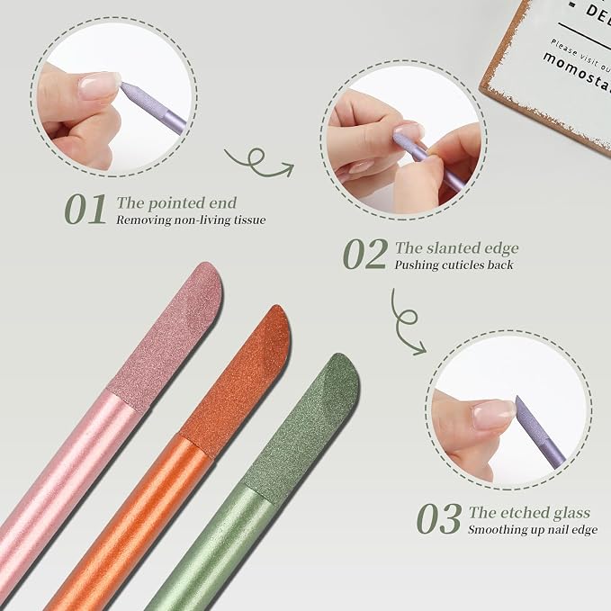 3Pcs Glass Cuticle Pusher, heemeei Crystal Cuticle Pusher Glass File, - Image 4