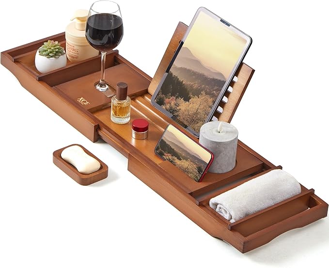 XcE Bamboo Bathtub Caddy Tray - Image 2