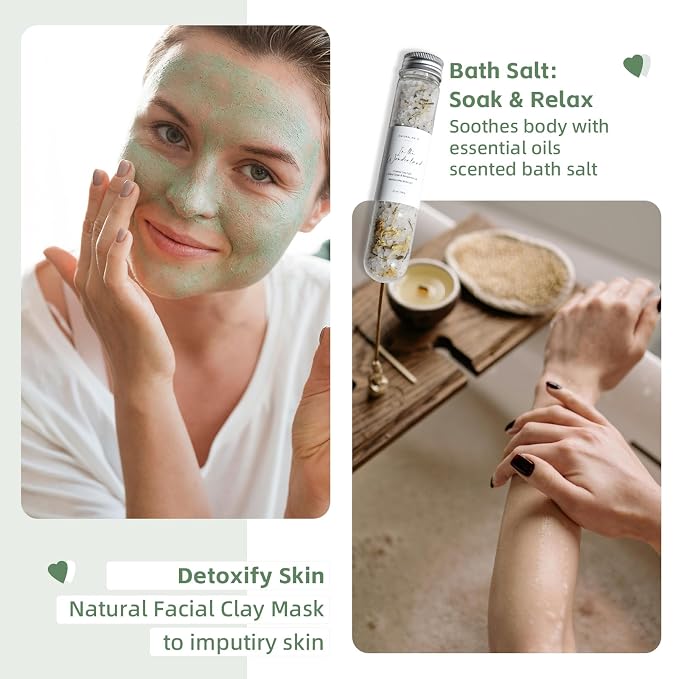 Natural Amor Spa Gift Set for Women – Handmade Soap, Bath Salt, Clay Mask & - Image 2