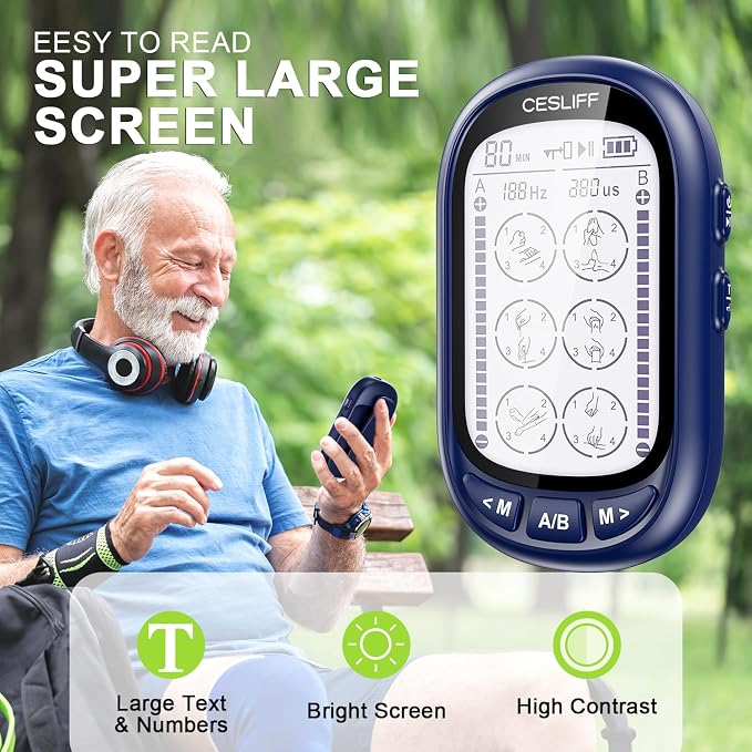 CESLIFF Dual Channel TENS EMS Unit Large Screen 24 Modes 36 Levels Intensity - Image 4