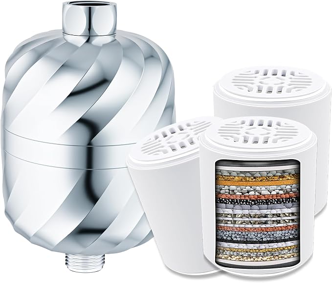 Shower Filter and 3 pcs Cartridge-99% Removal of Chlorine, Impurities -Softens by MiMcCoy