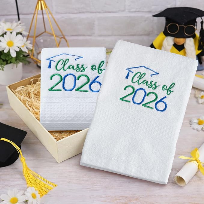 MASHAN Class of 2026 Graduation Hand Towels 3 Pack, 100% Cotton Soft Absorbent - Image 5