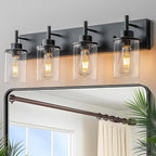 GoYeel Bathroom Light Fixtures Over Mirror, Matte Black Vanity Light 4 Light by GoYeelLighting