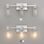 3-Light Brushed Nickel Wall Sconces - Image 6