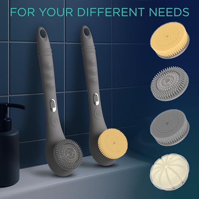 VOYOR Electric Body Brush Back Scrubber Silicone Body Scrubber Two-Way Rotating - Image 5