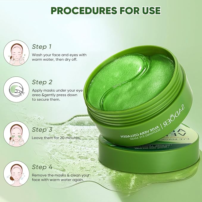 Aero Zen Aloe Vera Eye Mask- 60 PCS Aloe Vera Under Eye Patches-Under Eye - Image 8