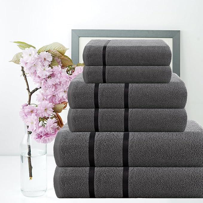 CASA COPENHAGEN Eternal 6 Pieces Towel Set- Pine Grey, 500 GSM 2 Bath Towel 2 - Image 2