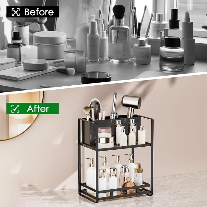 SanDream Hair Tool Organizer Bathroom Countertop, 2-Tier Metal Bathroom - Image 4