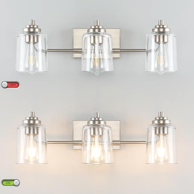 SOLFART Brushed Nickel Bathroom Lights Over Mirror 3 Lights Vanity Lights - Image 6