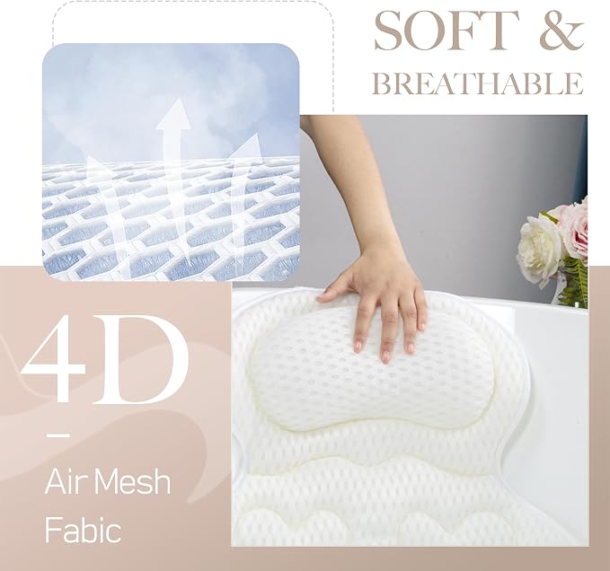 Bath Pillows for Tub Luxury, Bath Pillow for Head and Neck, Fit Bathtub Hot Tub - Image 4