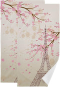 Pink Cherry Blossom Paris Hand Towels by Unknown