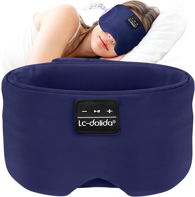 LC-dolida Sleep Mask with Bluetooth Headphones, Ice Silk Sleep Headphones with by LC-dolida