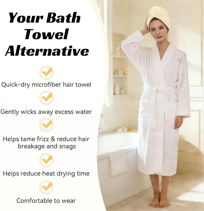 Microfiber Hair Towel Wrap for Women, Soft Lightweight Quick Dry Turban - Image 4